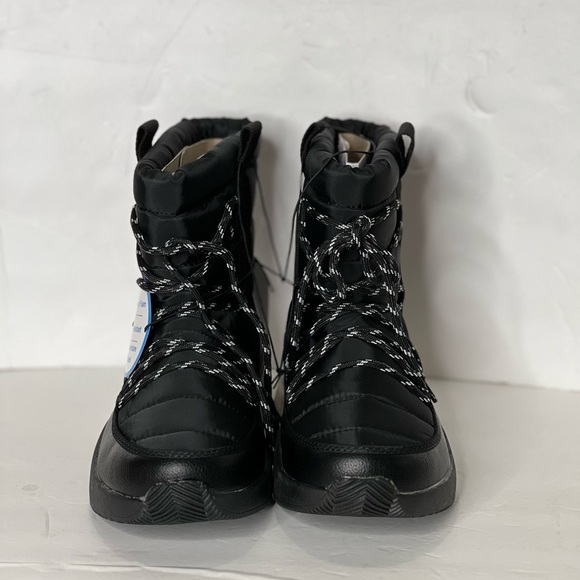 Time and Tru Women's Size 7 Winter Boots black white Puffy Drawstring New - Picture 4 of 11